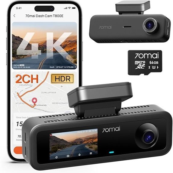 70mai 4K Dash Cam with Wi-Fi and GPS