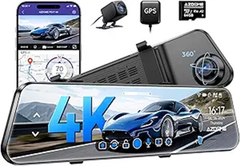 AZDOME PG17 12 4K Wi‑Fi Mirror Dash Cam