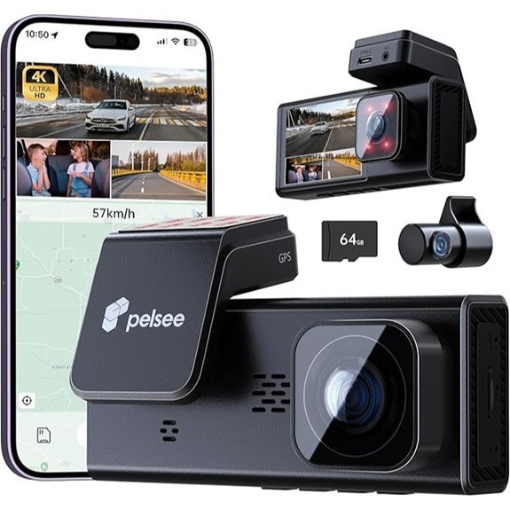 Pelsee 4K 3 Channel Dash Cam with WiFi