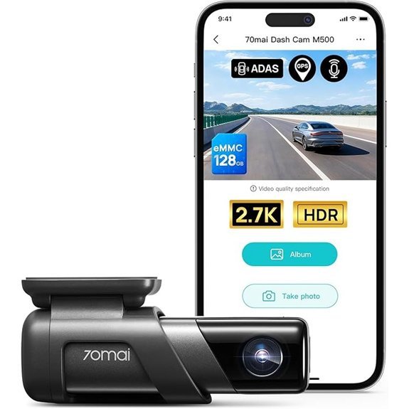 70mai M500 Dash Cam with 128GB eMMC Storage