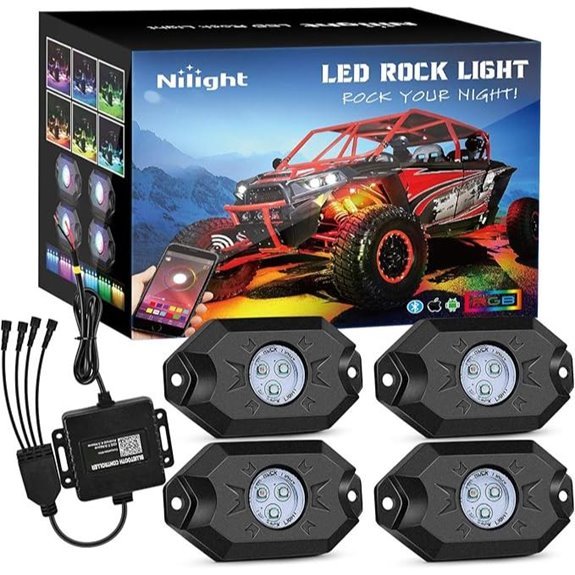 Nilight RGB LED Rock Lights Kit with App Control