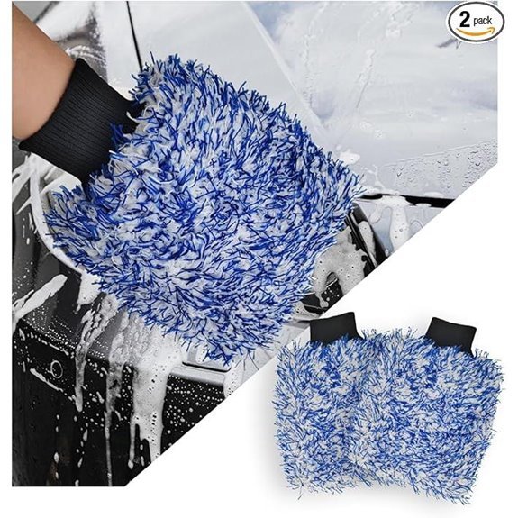 2 PCS Soft Microfiber Car Wash Mitts (Blue)