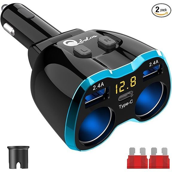 Cigarette Lighter Splitter USB C Car Charger Adapter