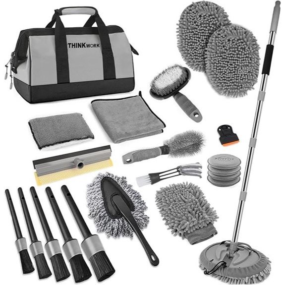 THINKWORK Car Wash Kit with Extendable Brush and Squeegee