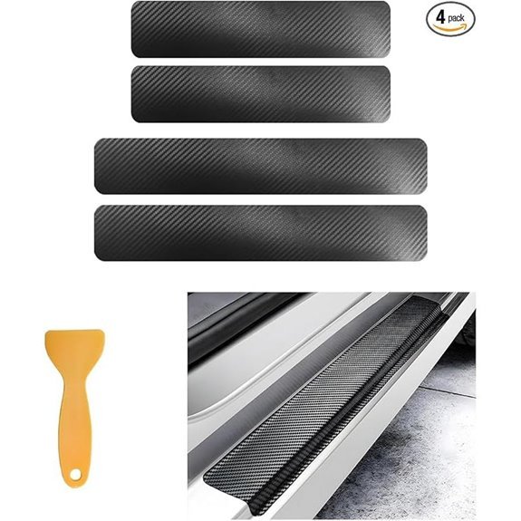 4 PCS Carbon Fiber Car Door Sill Protectors