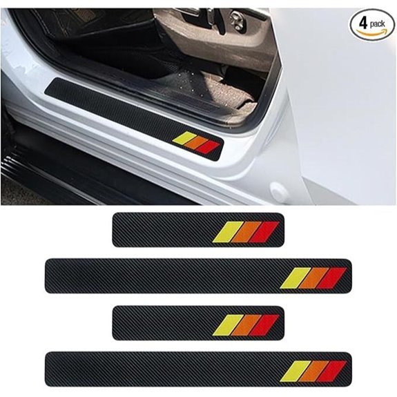 Tri-Color Carbon Fiber Door Sill Protectors (4PCS)
