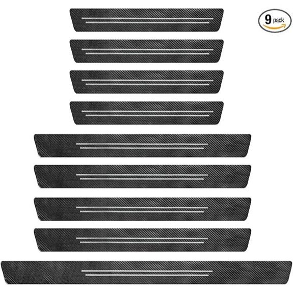 9 PCS Carbon Fiber Car Door Sill Protectors