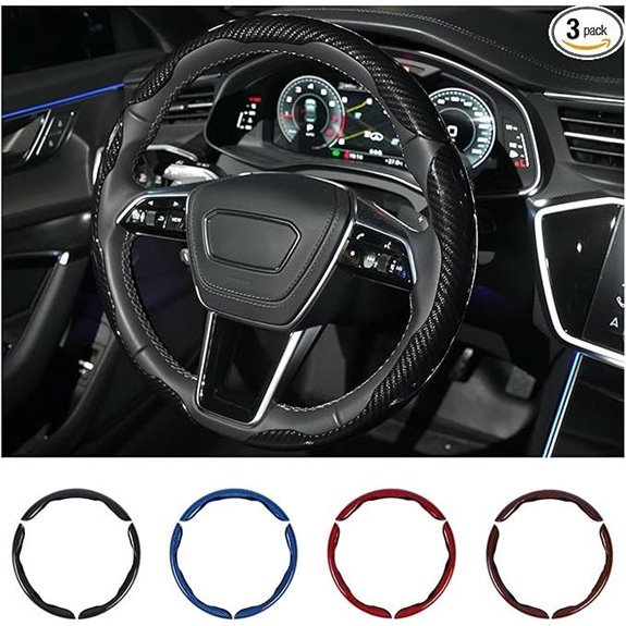 Carbon Fiber Steering Wheel Cover 3PCS Set