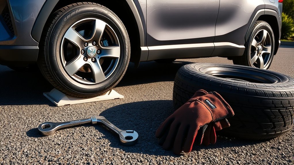 change flat tire safely
