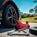 changing a flat tire