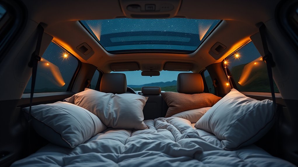 comfortable sleeping space setup