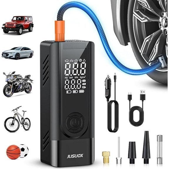 Portable 150PSI Cordless Tire Inflator with Gauge