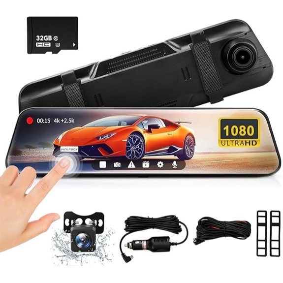 10 Dash Cam with Front/Rear 1080P IPS Touchscreen