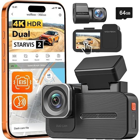 WOLFBOX X5 Duo Dual 4K+2.5K Dash Cam