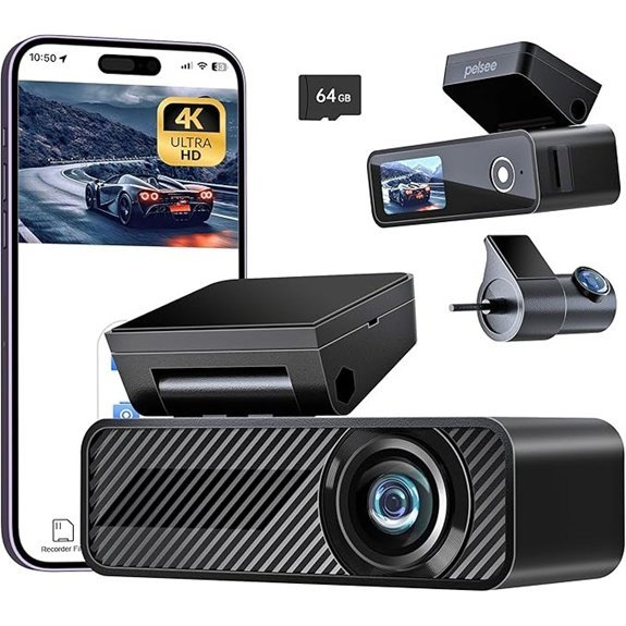 Pelsee P1 Duo 4K Dash Cam Front and Rear
