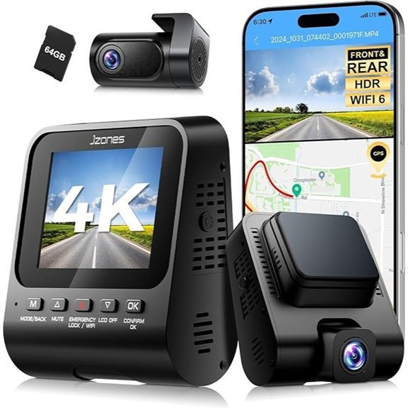 4K Front & Rear Dual Dash Camera with GPS