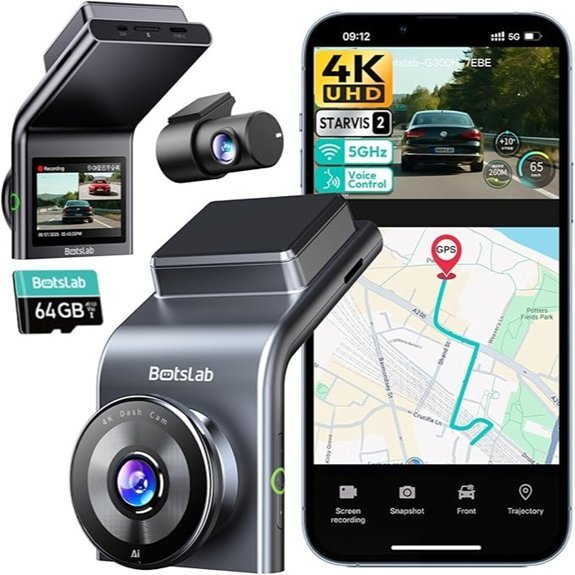 BOTSLAB 4K Dash Cam Front and Rear with GPS