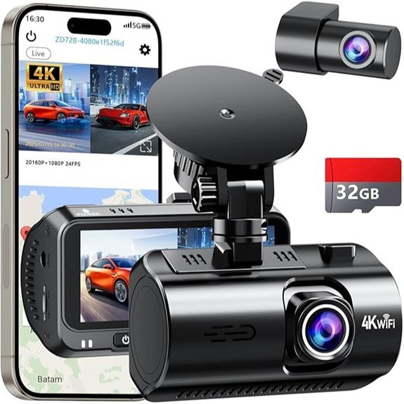 Befumly Dual Dash Cam 4K Front + 1080P Rear