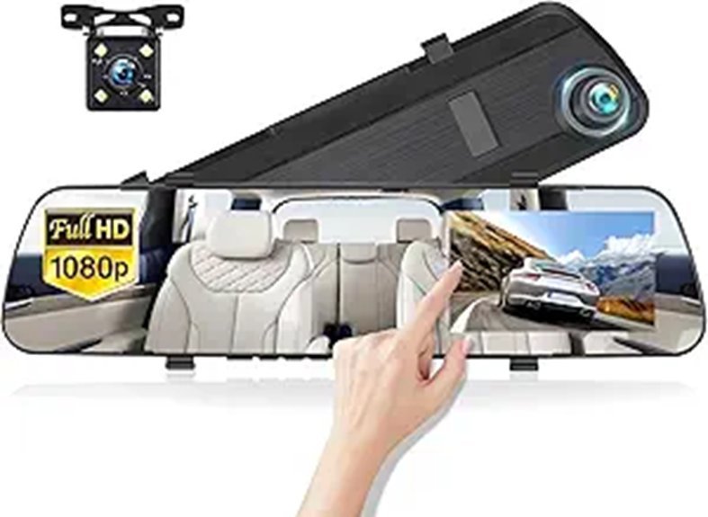 Mirror Dash Cam with Dual Cameras and Night Vision
