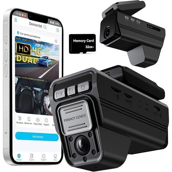 4G LTE Dual-Channel Front & Rear Dash Cam