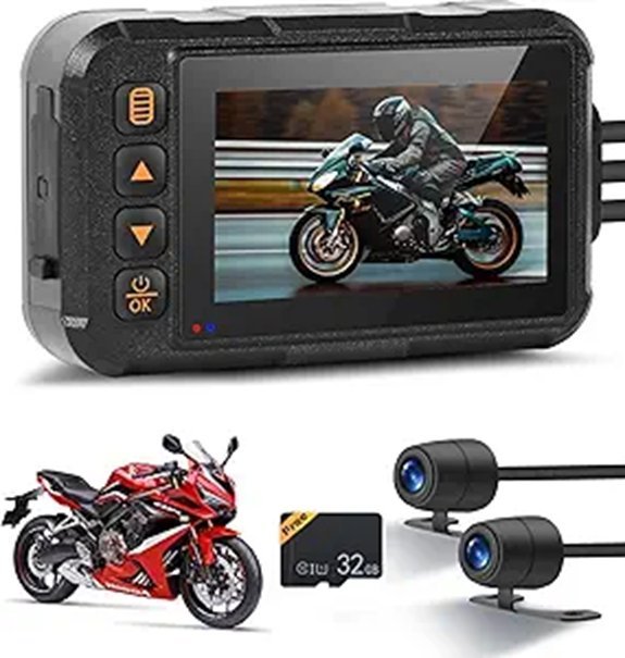 Motorcycle Dual-Channel Dash Cam with 3 HD Screen