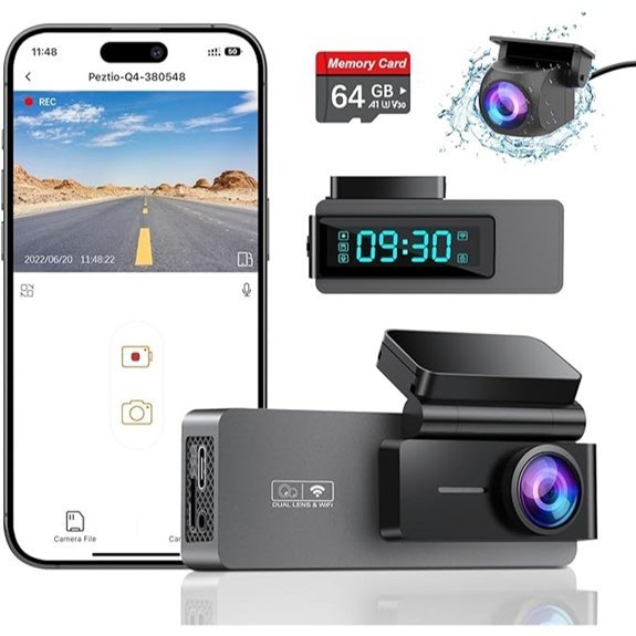 Dash Cam Front and Rear with 64GB Card