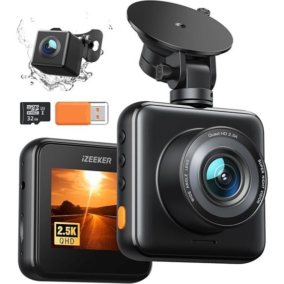 iZEEKER 2.5K Dual Dash Cam with SD Card