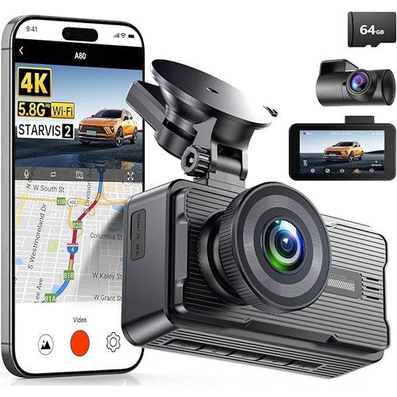 JOMISE 4K Dual Dash Cam with GPS and WiFi