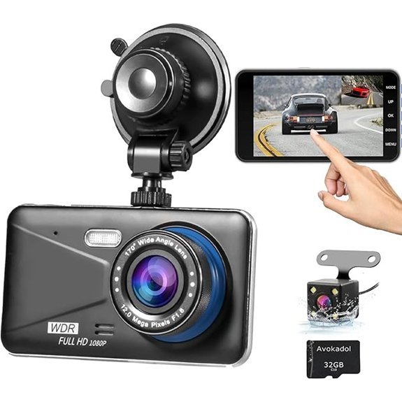 Dual Dash Cam with 32G SD Card and Touch Screen