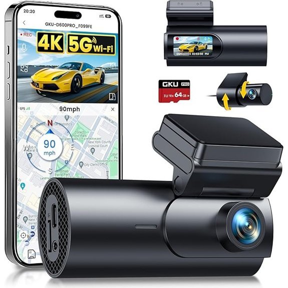 GKU 4K Dash Cam with Front and Rear Camera