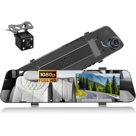 CAMECHO 4.5 Dual-Lens Mirror Dash Cam (1080P)
