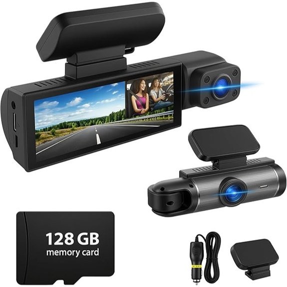 128GB Dash Cam with Night Vision and Dual Lens