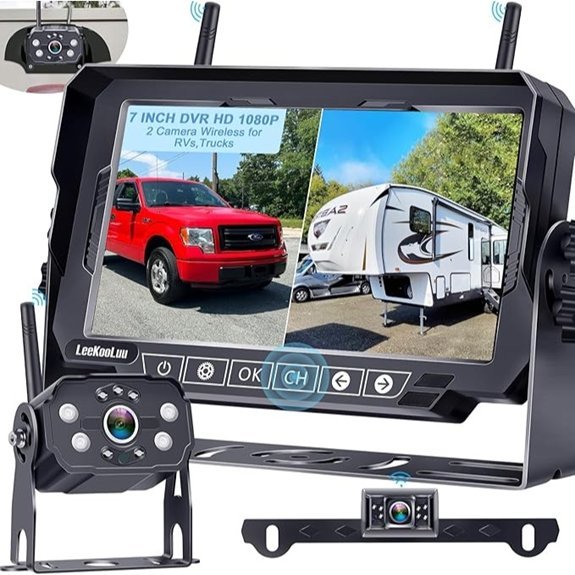Dual RV Backup Cameras with 7'' Touch Monitor