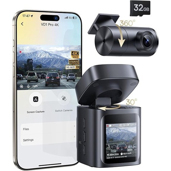 Baseus VD1 Pro Solar Dash Cam Front and Rear