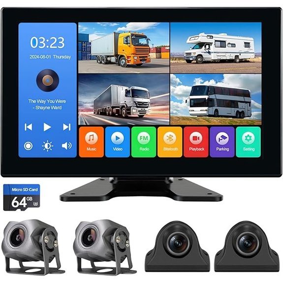 4 Channel 1080p Backup Camera Dash Cam with Monitor