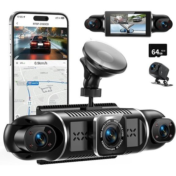 4-Channel Dash Cam: Front 4K + 3×1080P