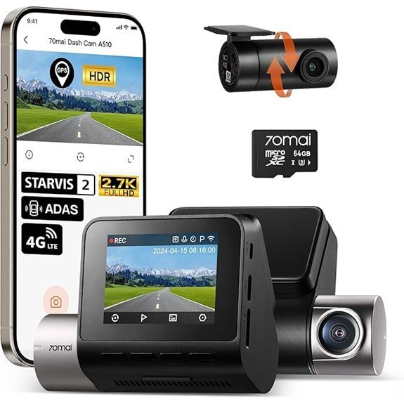 70mai Dash Cam Front and Rear A510
