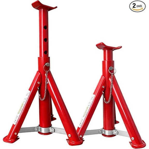 3 Ton Foldable Jack Stands (6,600 LBs) - Red