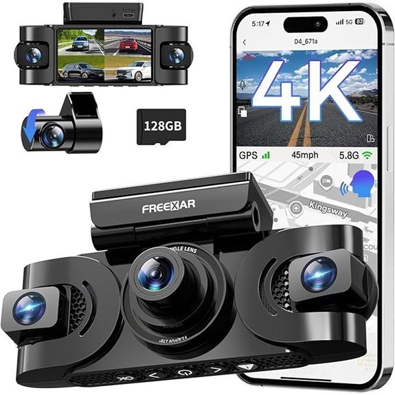 4K 360° Dash Cam with GPS and Night Vision