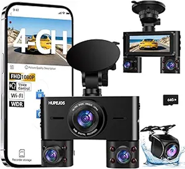 360° FHD Dash Cam with Wi-Fi and Night Vision