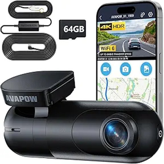 AVAPOW 4K Car Dash Cam with Wi‑Fi