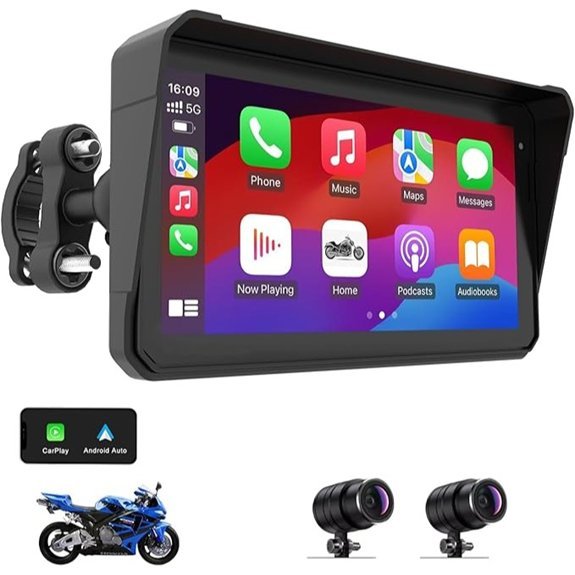 60Hz IPS Motorcycle Carplay Screen with Dash Cam