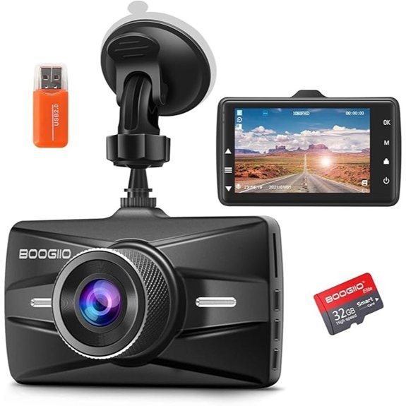 BOOGIIO 1080P FHD Dash Cam with 32G SD Card