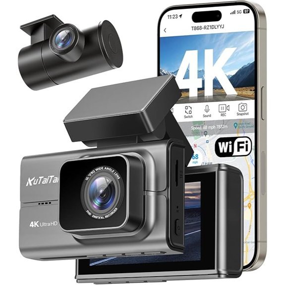 4K Front and Rear Dash Camera with WiFi & GPS