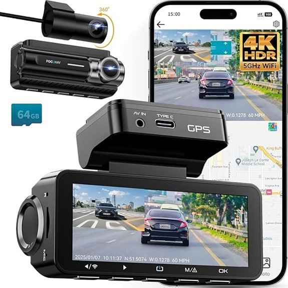 4K Front & Rear Dash Cam with GPS