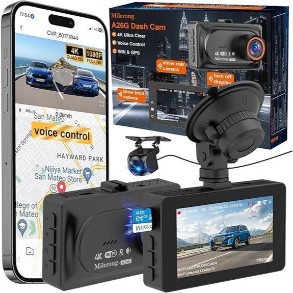 4K Dash Cam with Front and Rear Cameras