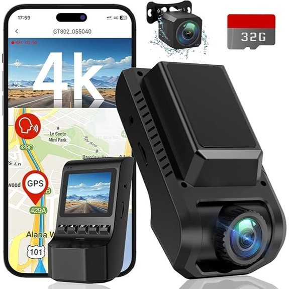 4K Ultra HD Dash Cam Front and Rear