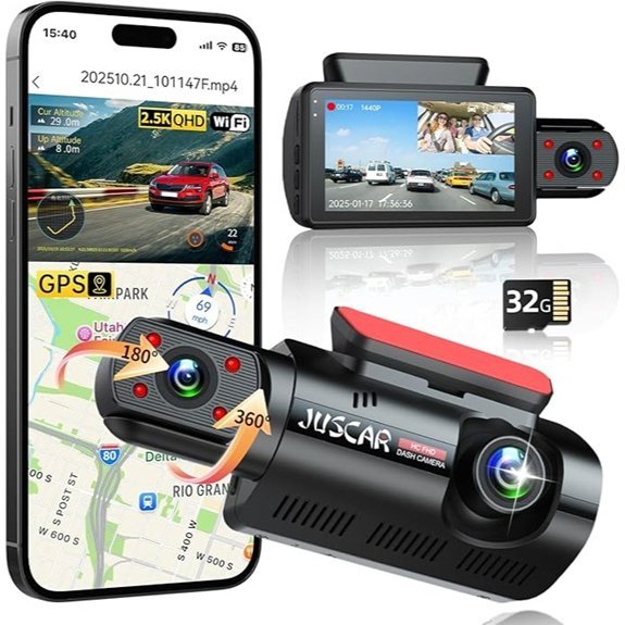 2.5K Dual Dash Cam with WiFi & GPS