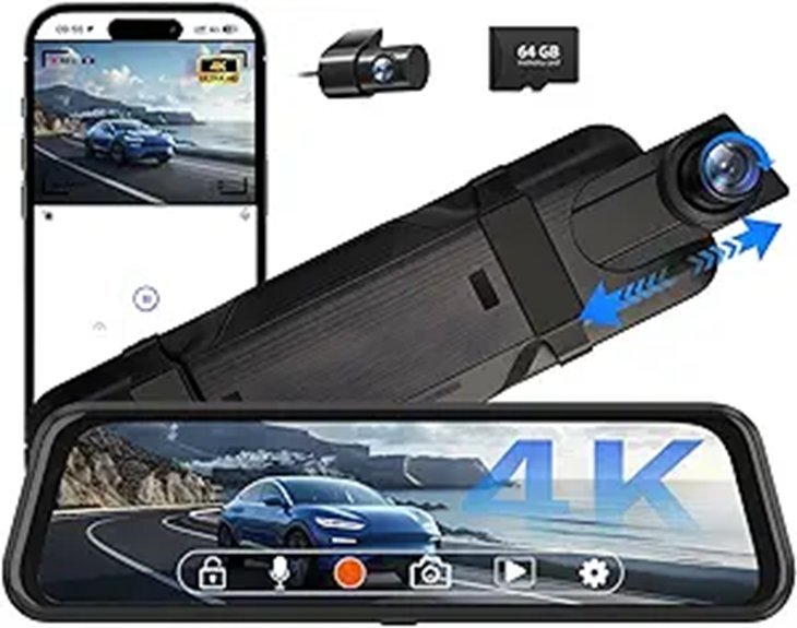 10 4K Mirror Dash Cam with Rear Camera