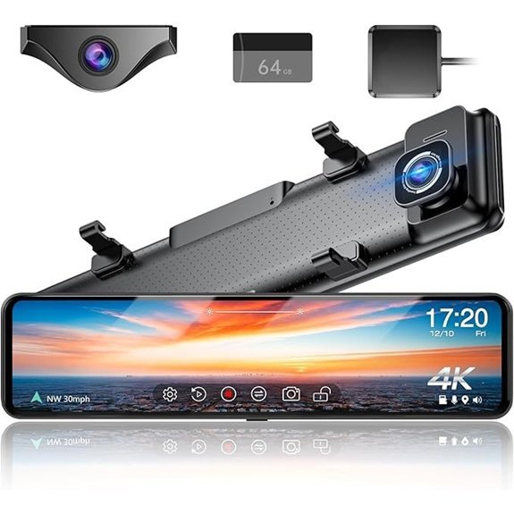 12 4K UHD Dual Front & Rear Mirror Dash Cam
